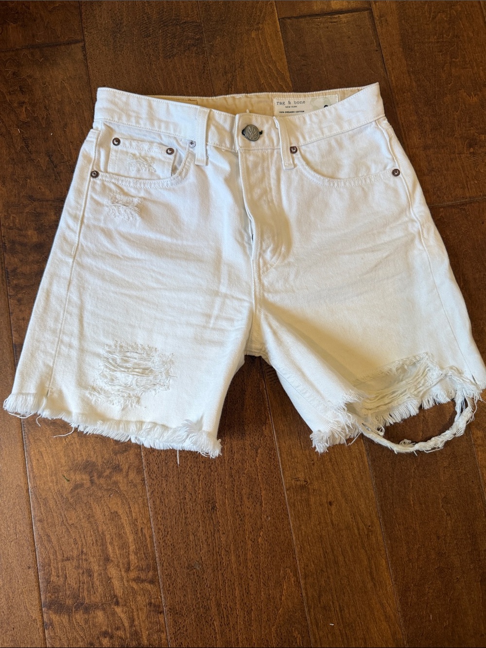 rag & bone women’s White Distressed Denim Cutoff Shorts